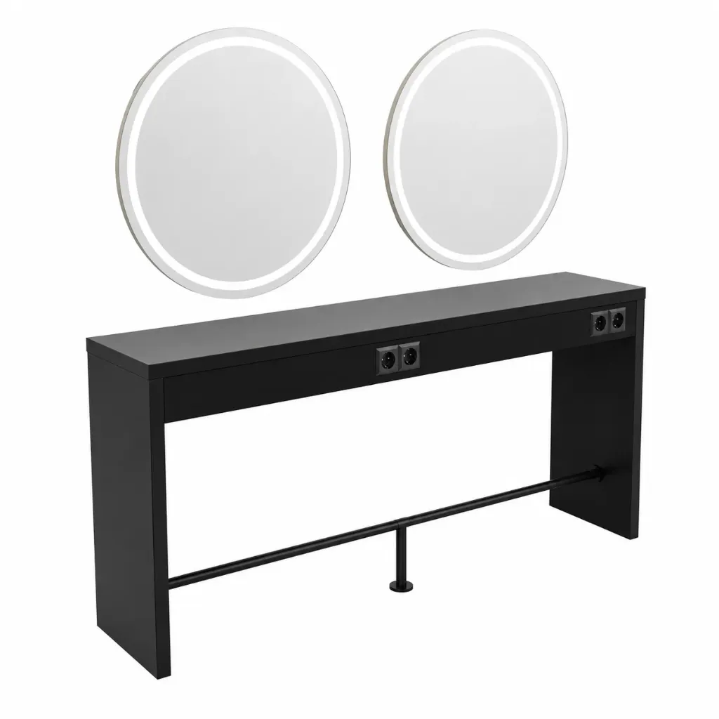 Coiffeuse ›ALYPOL 2‹ (Stratifié Classique, Noir, Noir)