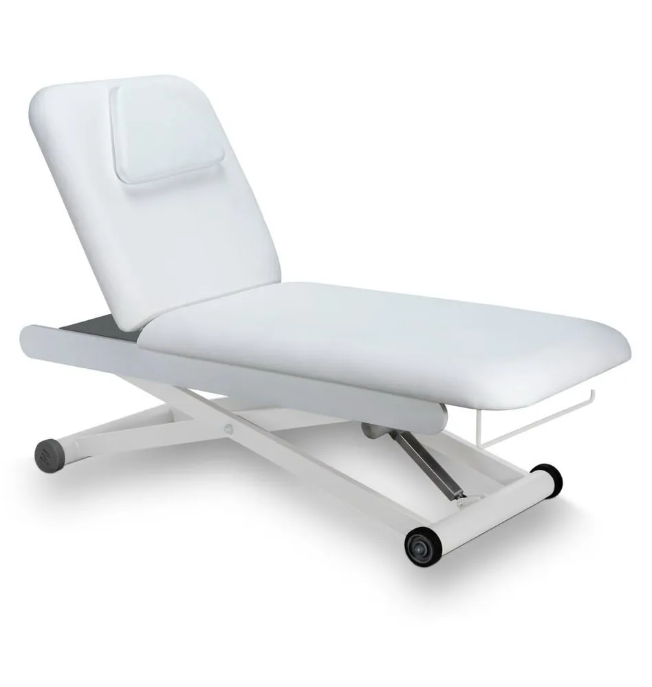Lit de massage ›MILDRA‹ (Skai : Blanc, Finition : Bois)