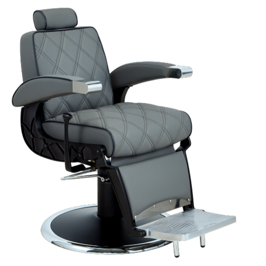 Fauteuil Barbier ›MILHUG GG‹ (Skai Gris / Bleu)
